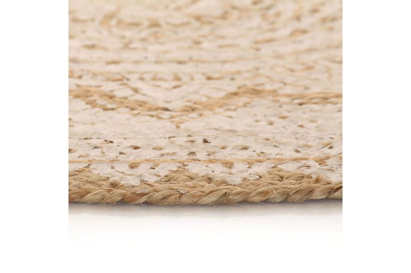 Gulvtæppe Flettet Jute Med Print 150 Cm Rund - Beige - Tekstiler - Tæpper - Moderne tæppe - Sisaltæpper