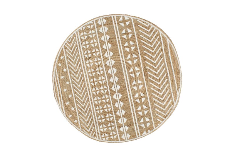håndlavet tæppe med hvidt print jute 90 cm - Hvid - Tekstiler - Tæpper - Moderne tæppe - Sisaltæpper