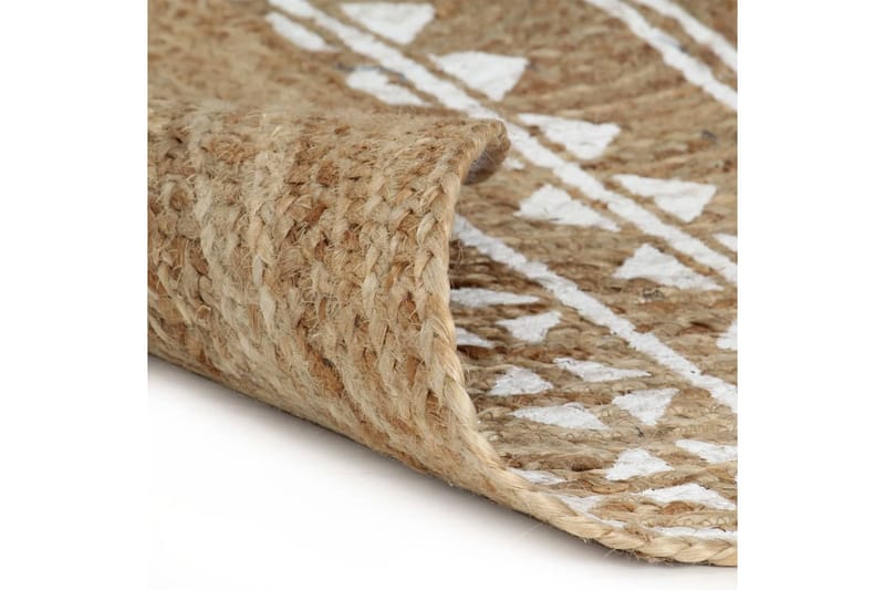 håndlavet tæppe med hvidt print jute 90 cm - Hvid - Tekstiler - Tæpper - Moderne tæppe - Sisaltæpper