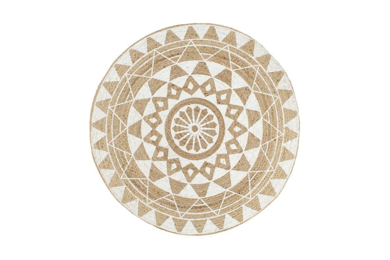 håndlavet tæppe med hvidt print jute 120 cm - Hvid - Tekstiler - Tæpper - Moderne tæppe - Sisaltæpper