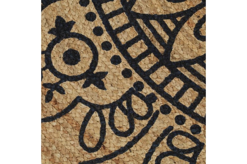 håndlavet tæppe med mørkeblåt mønster jute 90 cm - Brun - Sisaltæpper - Jutemåtter & hampemåtter