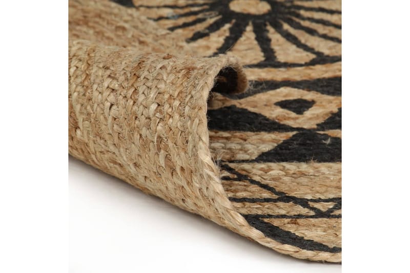 håndlavet tæppe med sort print jute 90 cm - Sort - Tekstiler - Tæpper - Moderne tæppe - Sisaltæpper