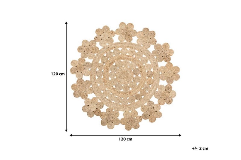 Szypowski tæppe glat vævet rund 120 cm - Beige - Sisaltæpper - Jutemåtter & hampemåtter