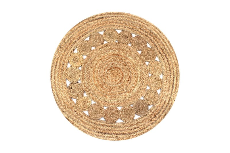 Tæppe Flettet Design Jute 90 Cm Rund - Beige - Sisaltæpper - Jutemåtter & hampemåtter