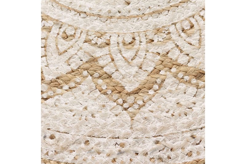 Tæppe Flettet Jute Med Print 120 Cm Rund - Beige - Tekstiler - Tæpper - Moderne tæppe - Sisaltæpper