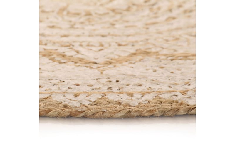 Tæppe Flettet Jute Med Print 120 Cm Rund - Beige - Tekstiler - Tæpper - Moderne tæppe - Sisaltæpper