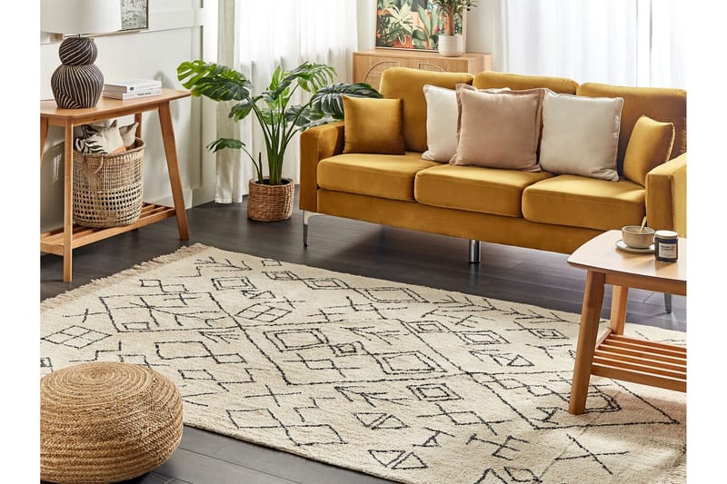 Somek Bomuldstæppe 160x230 cm - Beige - Tekstiler - Tæpper - Moderne tæppe - Bomuldstæpper