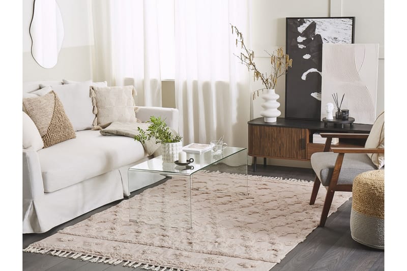 Suluova Bomuldstæppe 160x230 cm - Beige - Tekstiler - Tæpper - Moderne tæppe - Bomuldstæpper