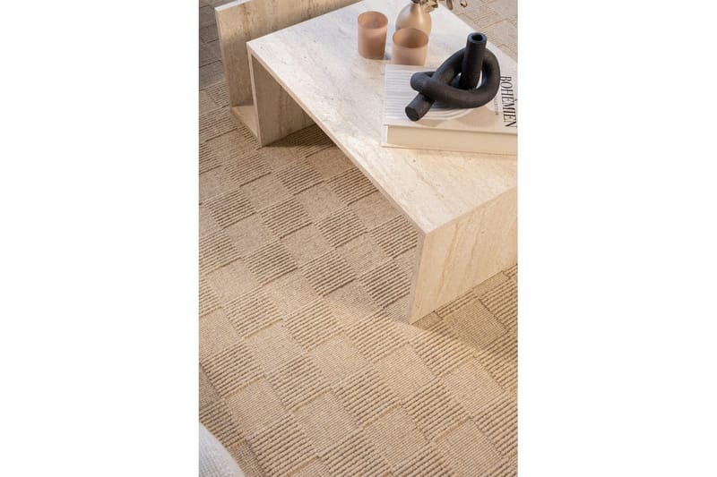 Sydney Uldtæppe 200x200 cm - Beige - Tekstiler - Tæpper - Moderne tæppe - Uldtæppe