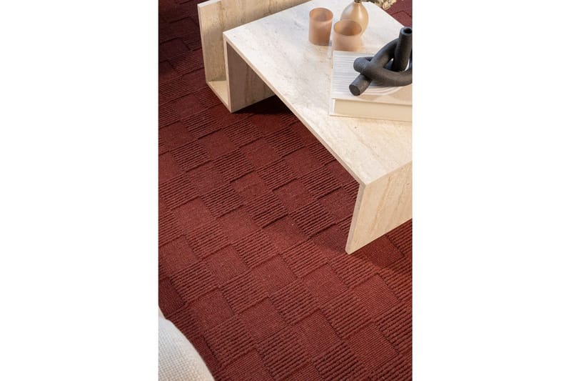 Sydney Uldtæppe 200x200 cm - Rød - Tekstiler - Tæpper - Moderne tæppe - Uldtæppe