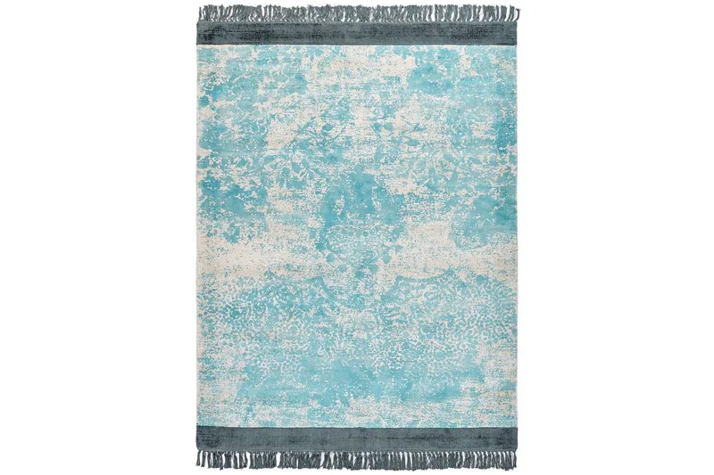 Tæppe Akarsu - Blå, beige, 140x200 cm - Tekstiler - Tæpper - Moderne tæppe - Viskosetæpper & kunstsilketæpper