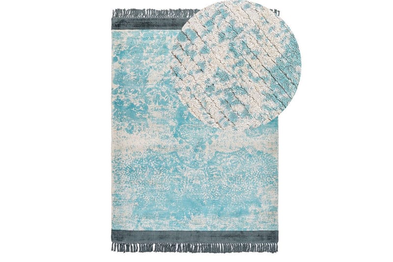 Tæppe Akarsu - Blå, beige, 140x200 cm - Tekstiler - Tæpper - Moderne tæppe - Viskosetæpper & kunstsilketæpper