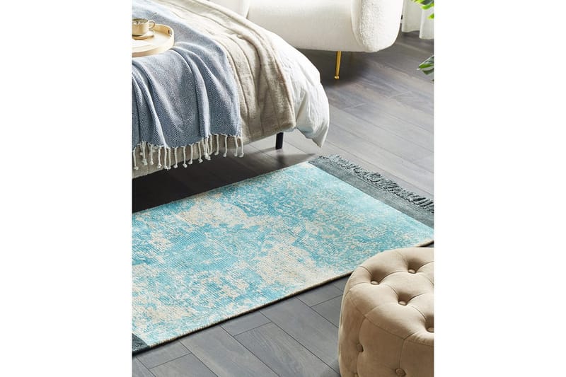 Tæppe Akarsu - Blå, beige, 80x150 cm - Tekstiler - Tæpper - Moderne tæppe - Viskosetæpper & kunstsilketæpper