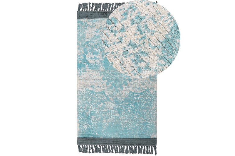 Tæppe Akarsu - Blå, beige, 80x150 cm - Tekstiler - Tæpper - Moderne tæppe - Viskosetæpper & kunstsilketæpper