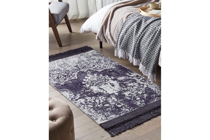Tæppe Akarsu - Violet, hvid, 80x150 cm - Tekstiler - Tæpper - Moderne tæppe - Viskosetæpper & kunstsilketæpper