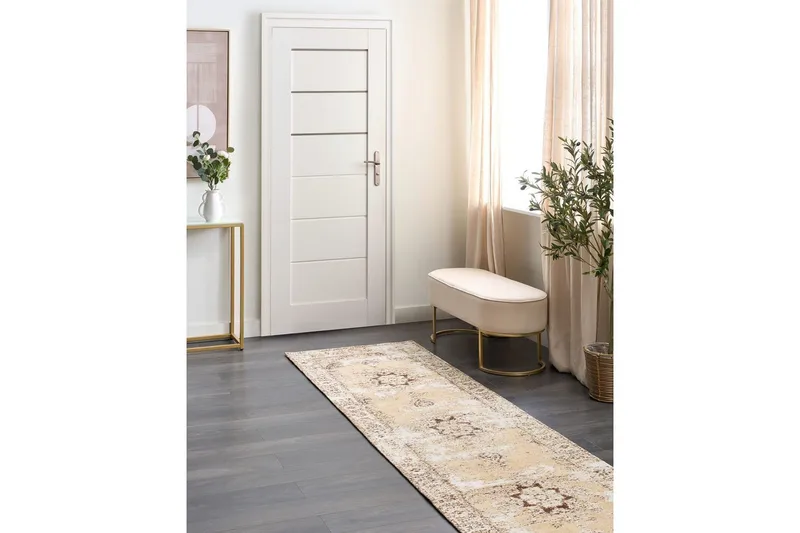 Tæppe Almus - Beige, brun, 80x300 cm - Tekstiler - Tæpper - Moderne tæppe - Gangmåtter