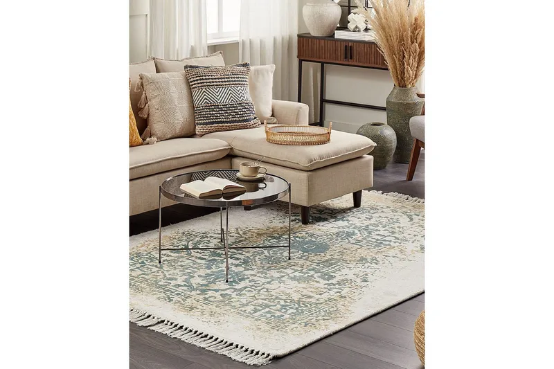 Tæppe Boyali - Beige, Grøn, 160x230 cm - Tekstiler - Tæpper - Moderne tæppe - Viskosetæpper & kunstsilketæpper