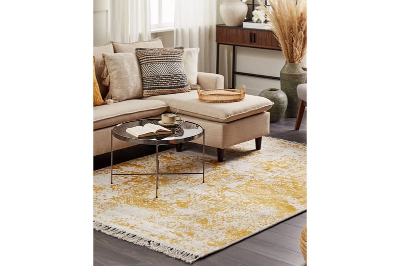 Tæppe Boyali - Beige, gul, 140x200 cm - Tekstiler - Tæpper - Moderne tæppe - Viskosetæpper & kunstsilketæpper
