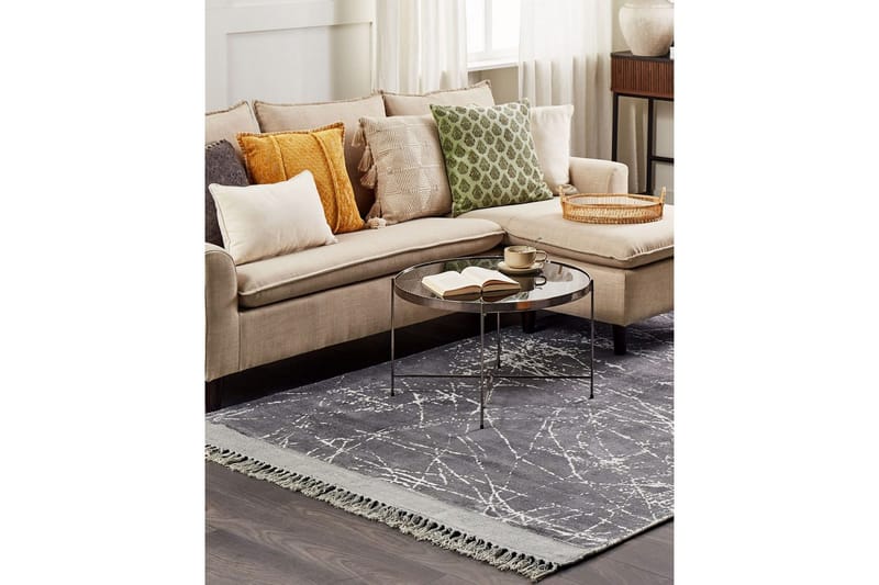 Tæppe Hanli - Grå, hvid, 140x200 cm - Tekstiler - Tæpper - Moderne tæppe - Viskosetæpper & kunstsilketæpper