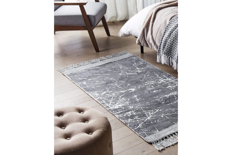 Tæppe Hanli - Grå, hvid, 80x150 cm - Tekstiler - Tæpper - Moderne tæppe - Viskosetæpper & kunstsilketæpper