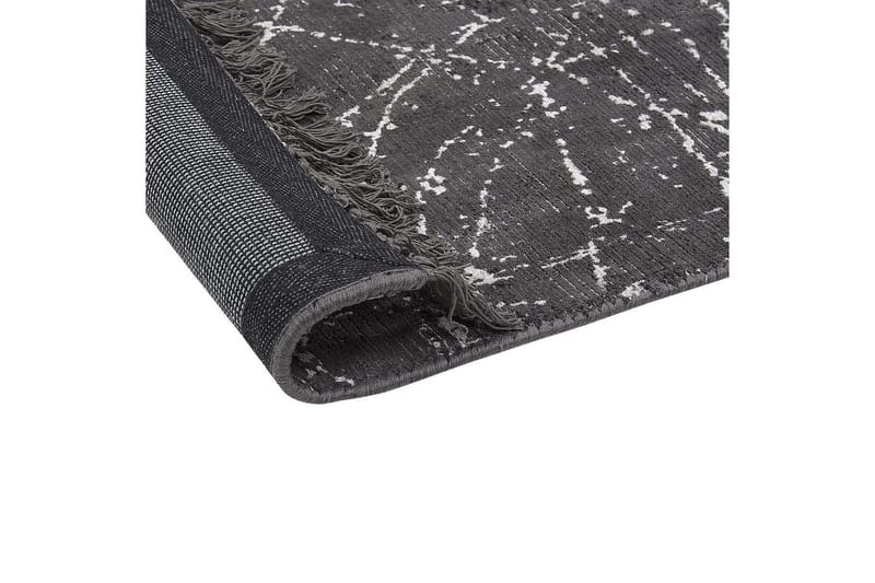 Tæppe Hanli - Mørkegrå, hvid, 80x150 cm - Tekstiler - Tæpper - Moderne tæppe - Viskosetæpper & kunstsilketæpper
