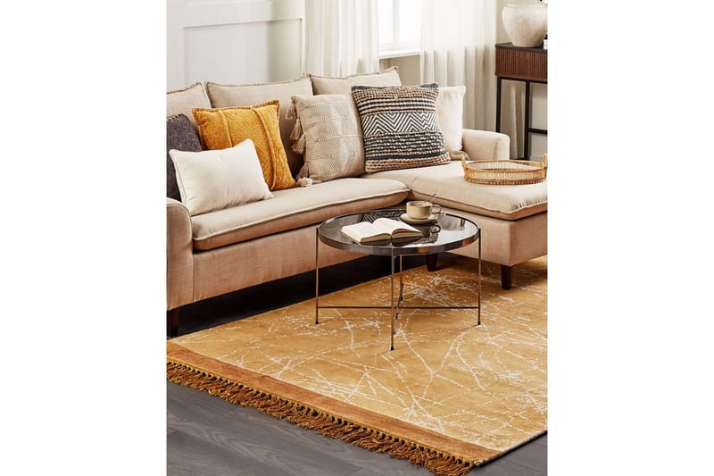 Tæppe Hanli - Orange, Hvid, 160x230 cm - Tekstiler - Tæpper - Moderne tæppe - Viskosetæpper & kunstsilketæpper