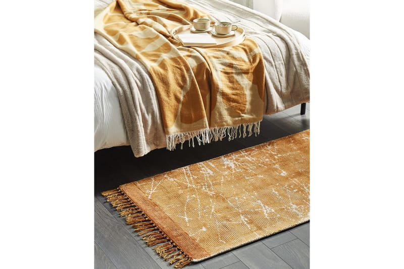 Tæppe Hanli - Orange, Hvid, 80x150 cm - Tekstiler - Tæpper - Moderne tæppe - Viskosetæpper & kunstsilketæpper