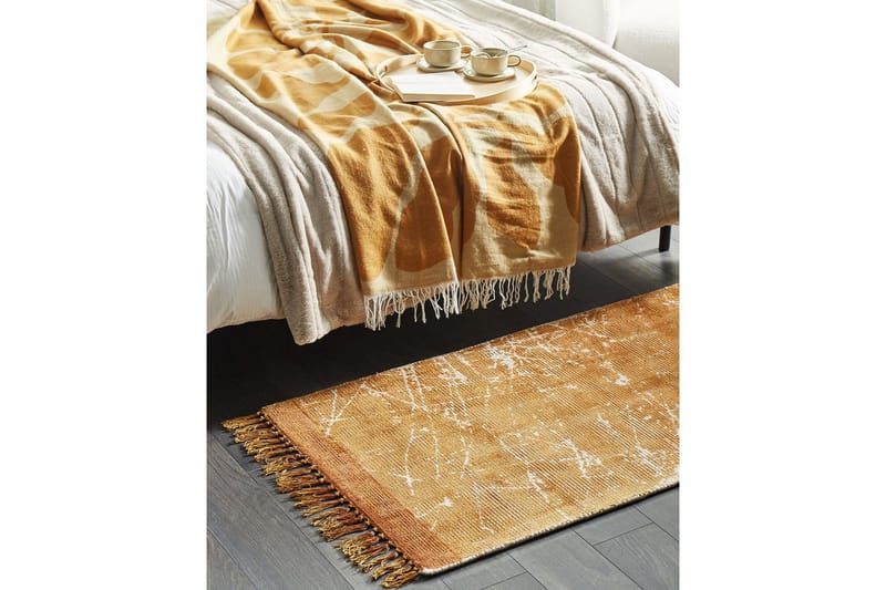 Tæppe Hanli - Orange, Hvid, 80x150 cm - Tekstiler - Tæpper - Moderne tæppe - Viskosetæpper & kunstsilketæpper