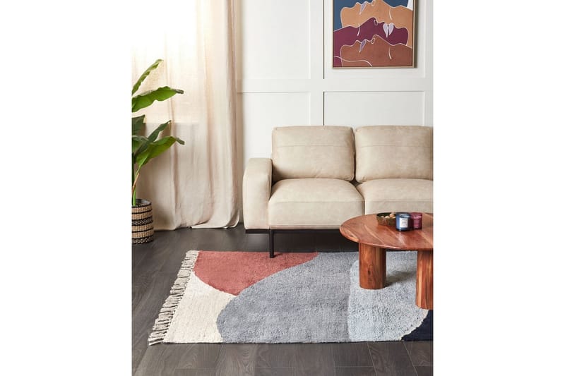 Tæppe Xinali - Blå, rød, beige, grå - Tekstiler - Tæpper - Moderne tæppe - Bomuldstæpper