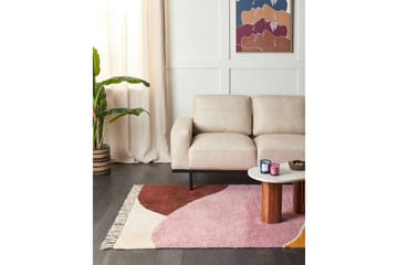 Tæppe Xinali - Rosa, gul, rød, beige - Tekstiler - Tæpper - Moderne tæppe - Bomuldstæpper