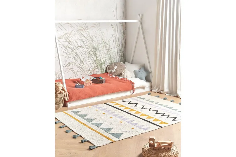 Tæppe Zaysan - Beige, grøn, lilla, gul, sort - Tekstiler - Tæpper - Moderne tæppe - Bomuldstæpper