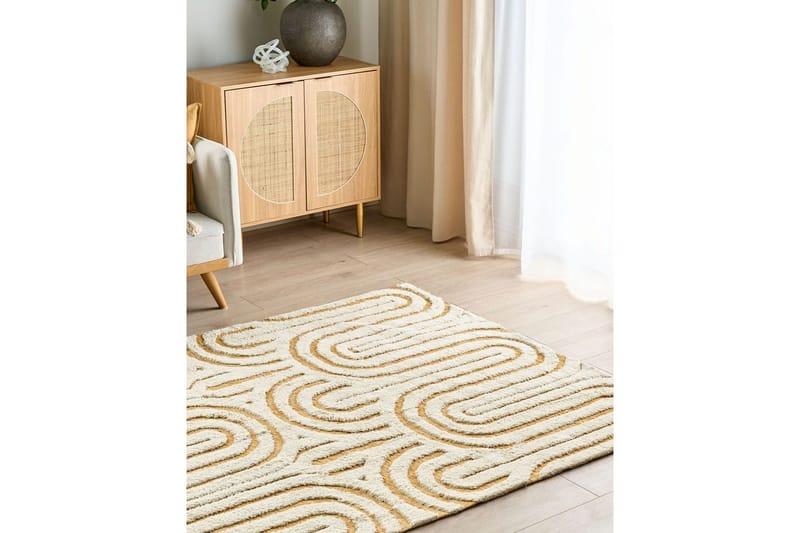 Tæppe Perai - Hvid, Gul, 160x230 cm - Tekstiler - Tæpper - Moderne tæppe - Bomuldstæpper