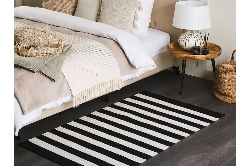 Tavas Ryetæppe 80x150 cm - Sort/hvid - Tekstiler - Tæpper - Udendørs tæpper