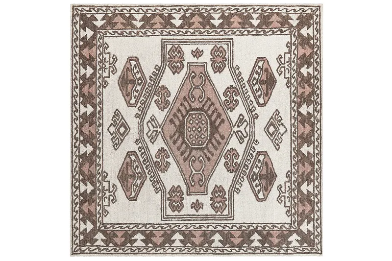 Tomarza Uldtæppe 200x200 cm Kvadratisk, Brun