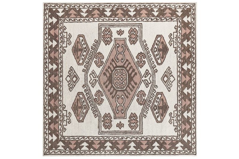 Tomarza Uldtæppe 200x200 cm Kvadratisk, Brun