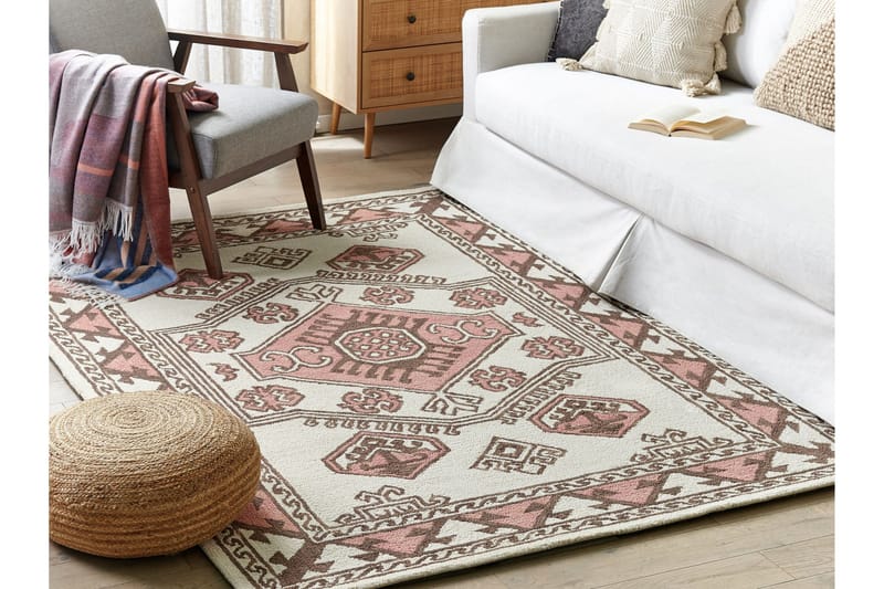 Tomarza Uldtæppe 200x200 cm Kvadratisk - Brun - Tekstiler - Tæpper - Moderne tæppe - Uldtæppe