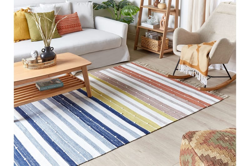 Tozakli Ryetæppe 160x230 cm - Blå - Tekstiler - Tæpper - Moderne tæppe - Ryatæpper