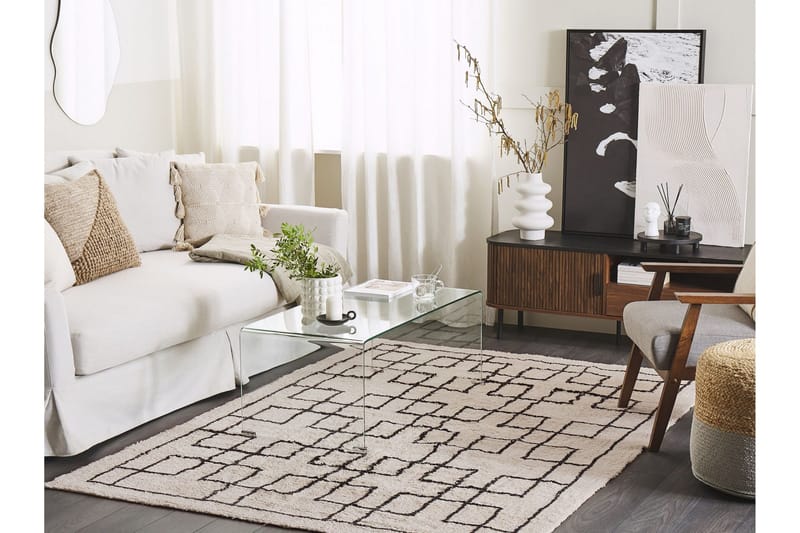 Turhal Ryetæppe 140x200 cm - Beige - Tekstiler - Tæpper - Moderne tæppe - Bomuldstæpper