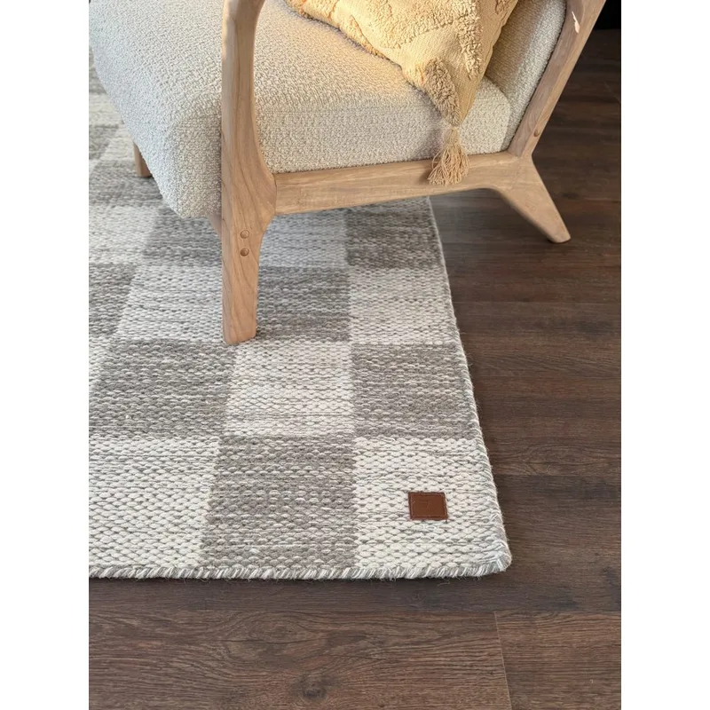 Uldtæppe Chessie Kvadrat - 200x200 cm, Grå - Tekstiler - Tæpper - Moderne tæppe - Uldtæppe