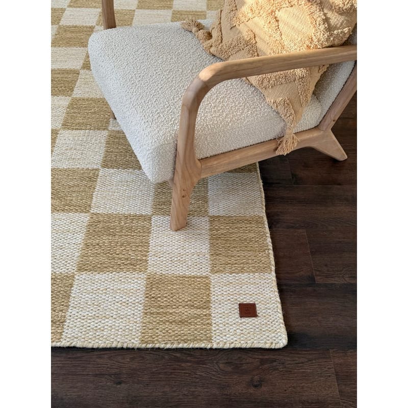 Uldtæppe Chessie Kvadrat - 200x200 cm, Okker gul - Tekstiler - Tæpper - Moderne tæppe - Uldtæppe