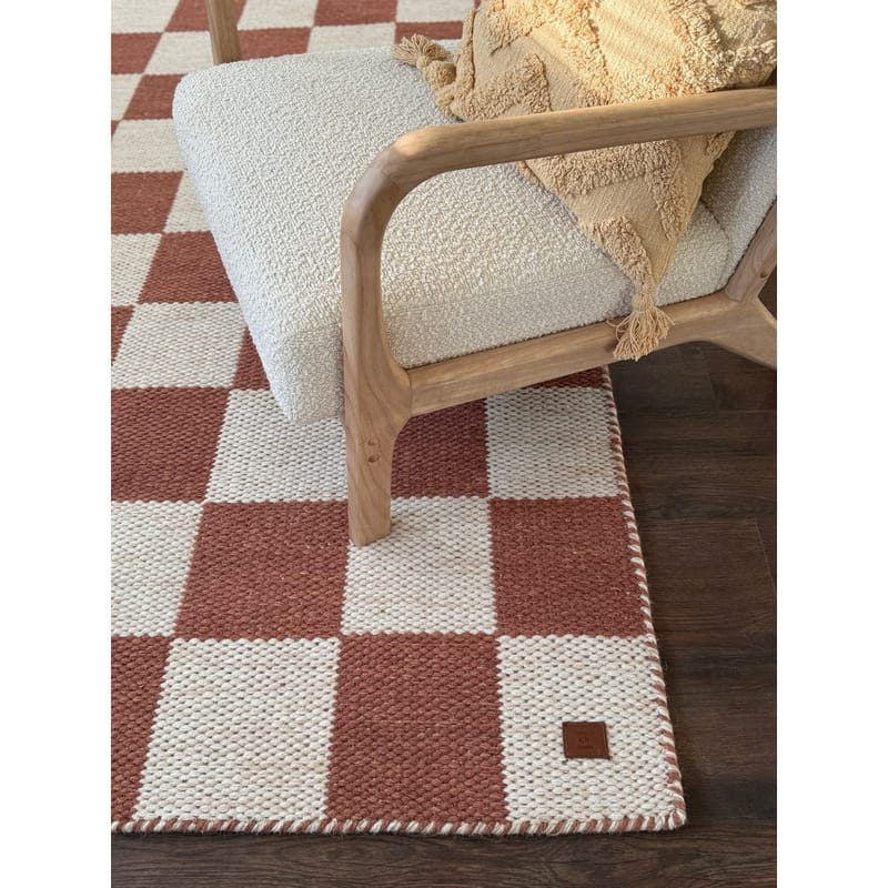 Uldtæppe Chessie Kvadrat - 200x200 cm, Terracotta - Tekstiler - Tæpper - Moderne tæppe - Uldtæppe