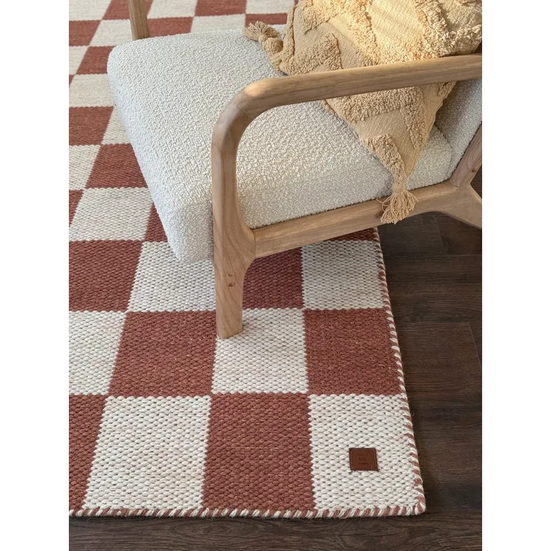 Uldtæppe Chessie Kvadrat - 250x250 cm, Terracotta - Tekstiler - Tæpper - Moderne t æppe - Uldtæppe