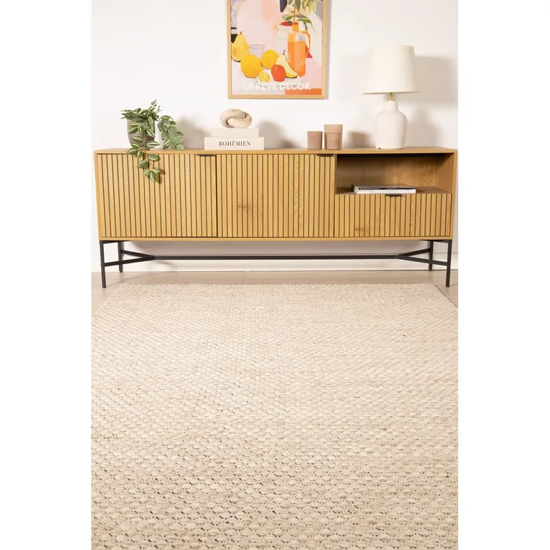 Uldtæppe Vasa - 200x300 cm, Natur - Tekstiler - Tæpper - Moderne tæppe - Uldtæppe