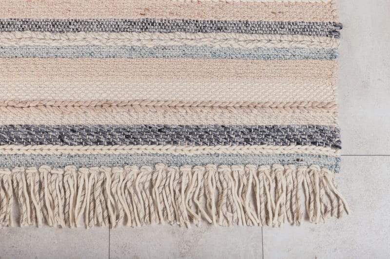 Gudha Uld tæppe 200x300 cm - Beige/Blå - Tekstiler - Tæpper - Moderne tæppe - Uldtæppe