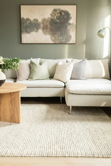 Håndvævet tæppe KM Home Bubble Kvadrat 200x200 cm IvoryMelange - IvoryMelange - Tekstiler - Tæpper - Moderne tæppe - Uldtæppe
