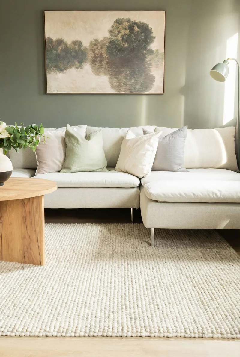 Håndvævet tæppe KM Home Bubble Kvadrat 200x200 cm IvoryMelange - IvoryMelange - Tekstiler - Tæpper - Moderne tæppe - Uldtæppe