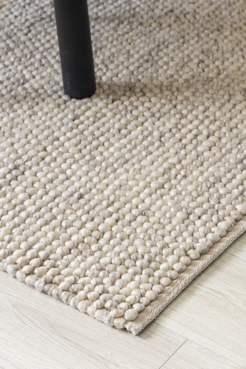 Håndvævet tæppe KM Home Bubble Kvadrat 200x200 cm IvoryMelange - IvoryMelange - Tekstiler - Tæpper - Moderne tæppe - Uldtæppe