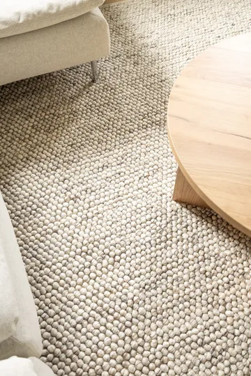 Håndvævet tæppe KM Home Bubble Kvadrat 240x240 cm Hør - hør - Tekstiler - Tæpper - Moderne tæppe - Uldtæppe