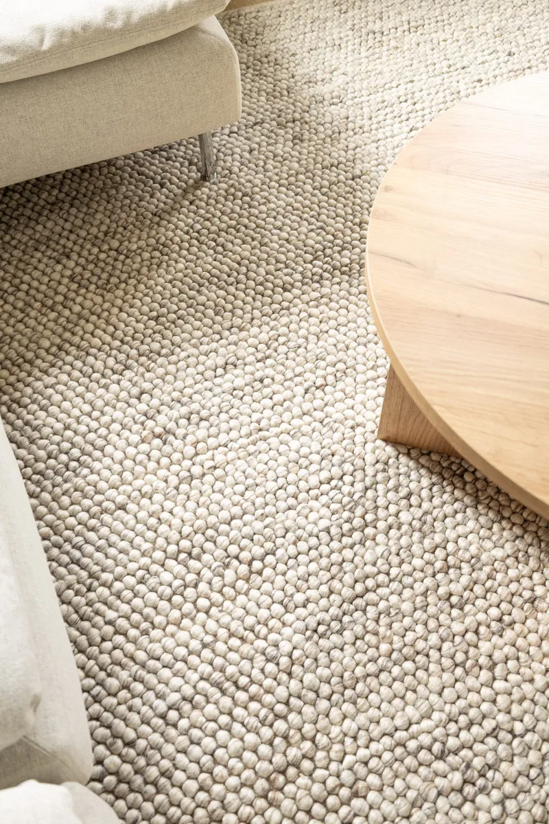 Håndvævet tæppe KM Home Bubble Kvadrat 240x240 cm Hør - hør - Tekstiler - Tæpper - Moderne tæppe - Uldtæppe