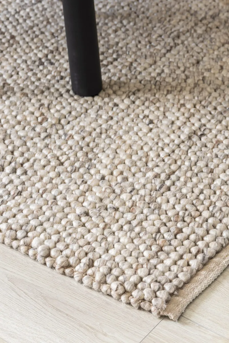 Håndvævet tæppe KM Home Bubble Kvadrat 240x240 cm Hør - hør - Tekstiler - Tæpper - Moderne tæppe - Uldtæppe